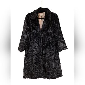 CABI #459 Black Faux Mink Fur Coat - Size Medium